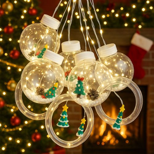 Cortina Aros & Esferas LED 🎄