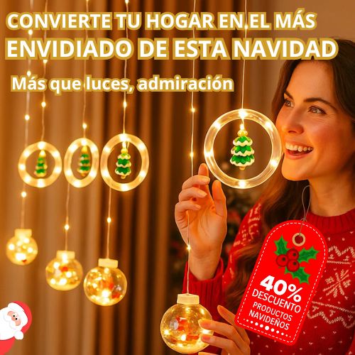 Cortina Aros & Esferas LED 🎄